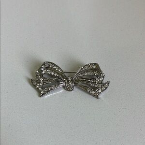 Vintage rhinestone bow brooch